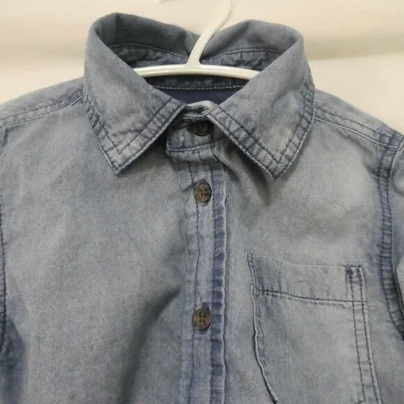 JOE FRESH - Toddler | 4 years | Ombre Denim Button-Up Casual Shirt | Pocket - Picture 4 of 15